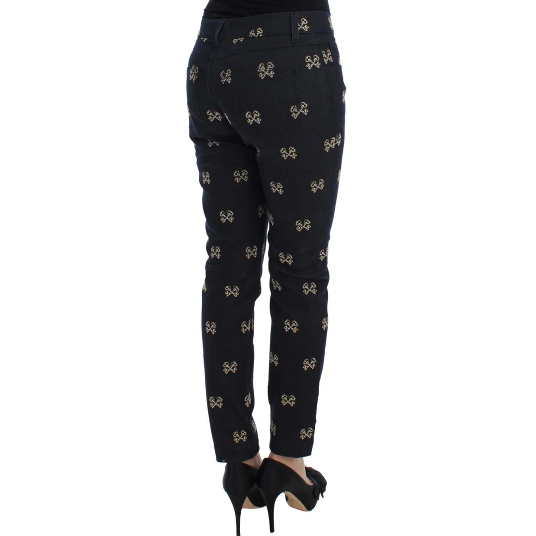 Dolce & Gabbana Blue Key Embroidered Slim Fit KATE Jeans