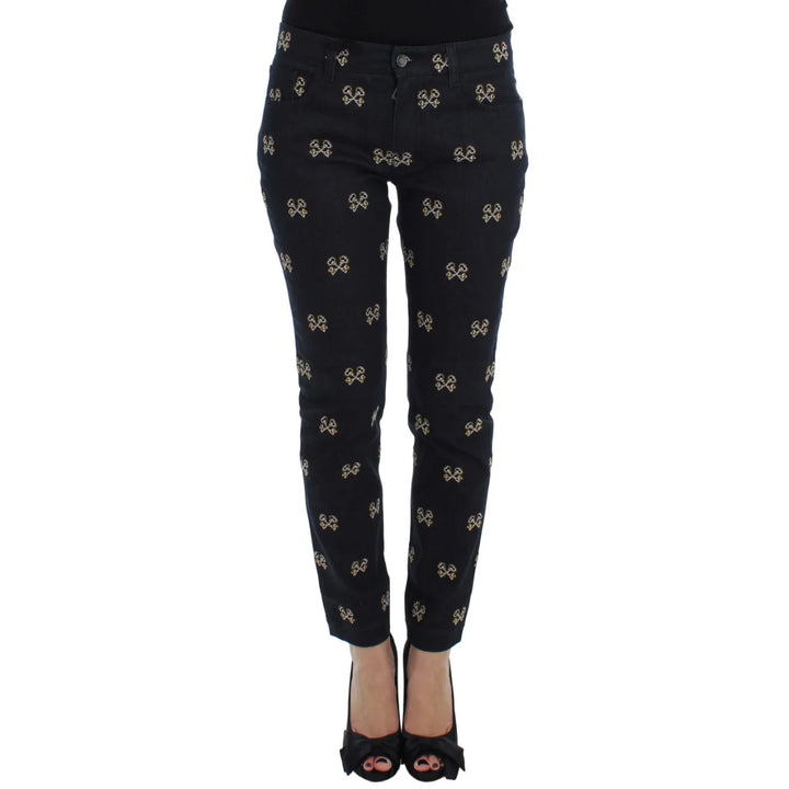 Dolce & Gabbana Blue Key Embroidered Slim Fit KATE Jeans