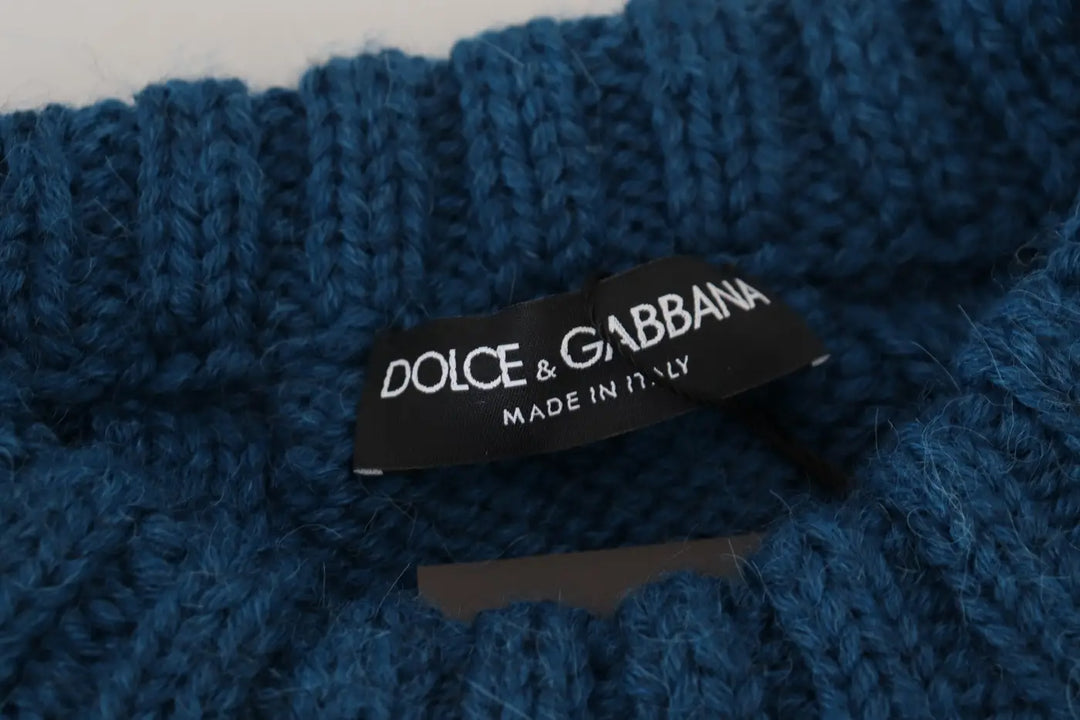 Dolce &amp; Gabbana Blue Knitted Wool Alpaca Pullover Sweater