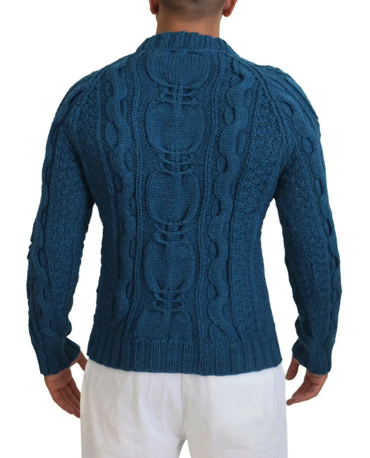 Dolce &amp; Gabbana Blue Knitted Wool Alpaca Pullover Sweater