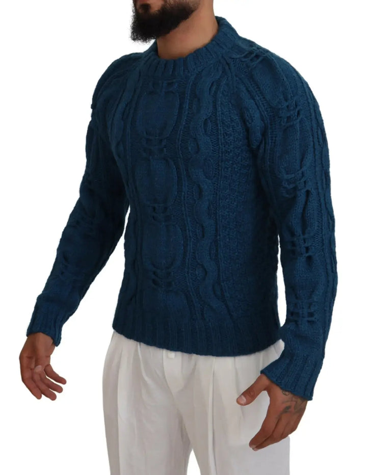 Dolce &amp; Gabbana Blue Knitted Wool Alpaca Pullover Sweater