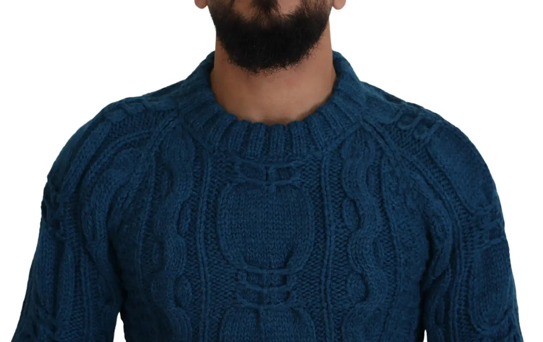 Dolce &amp; Gabbana Blue Knitted Wool Alpaca Pullover Sweater