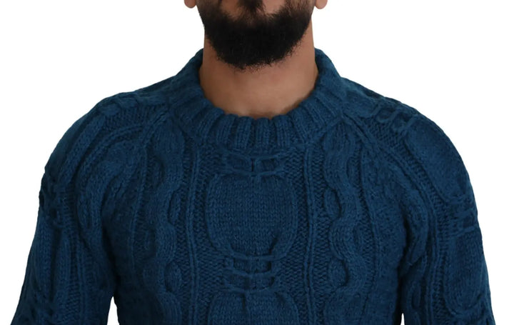 Dolce &amp; Gabbana Blue Knitted Wool Alpaca Pullover Sweater