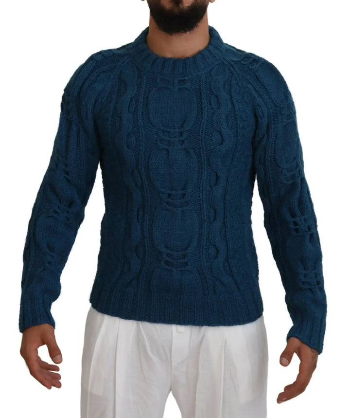 Dolce &amp; Gabbana Blue Knitted Wool Alpaca Pullover Sweater