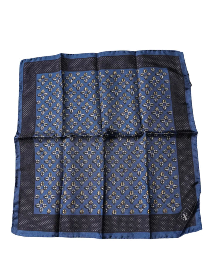 Dolce &amp; Gabbana Blue Lady Bug Silk Square Handkerchief Scarf
