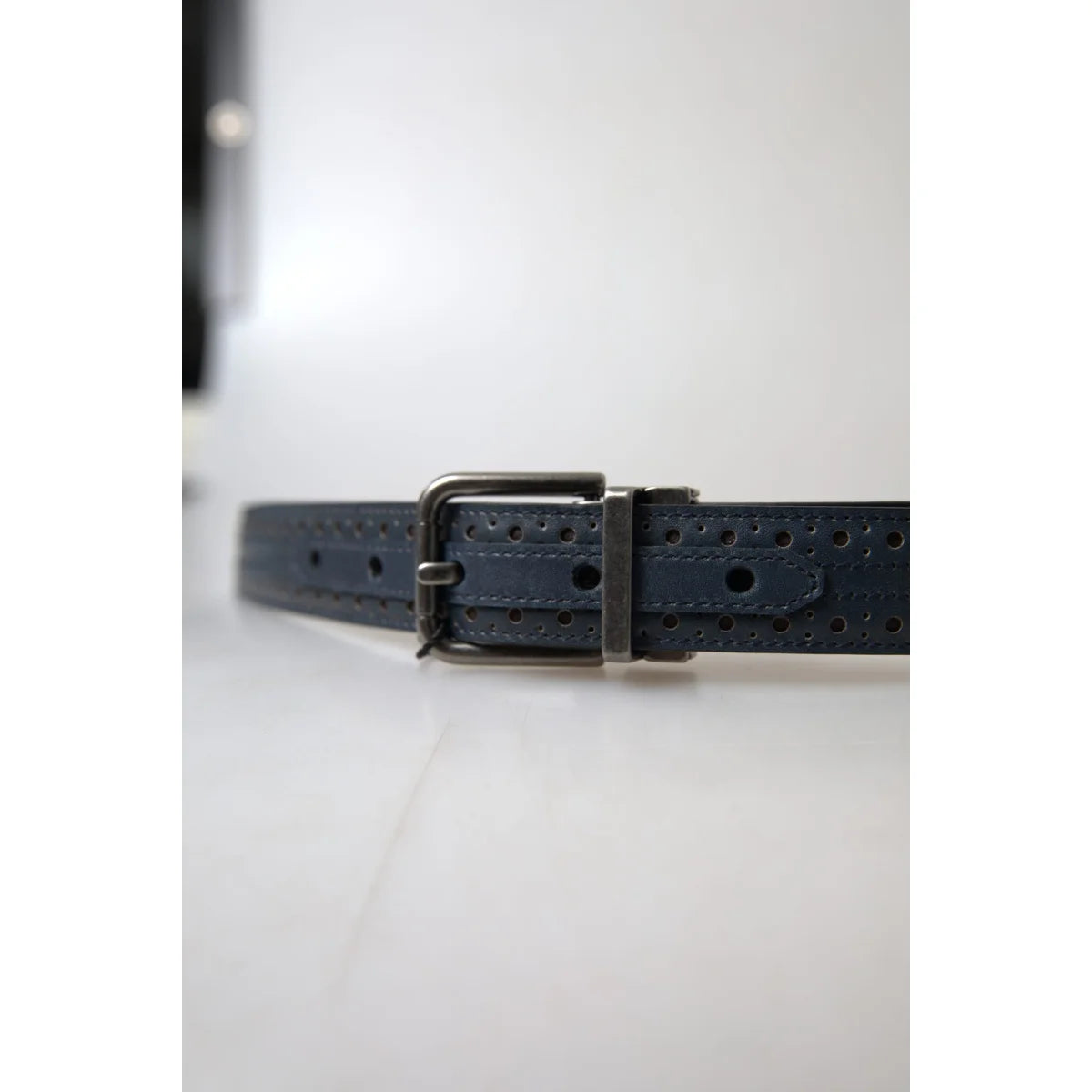 Dolce Gabbana Blue Leather Belt High Quality Statement &