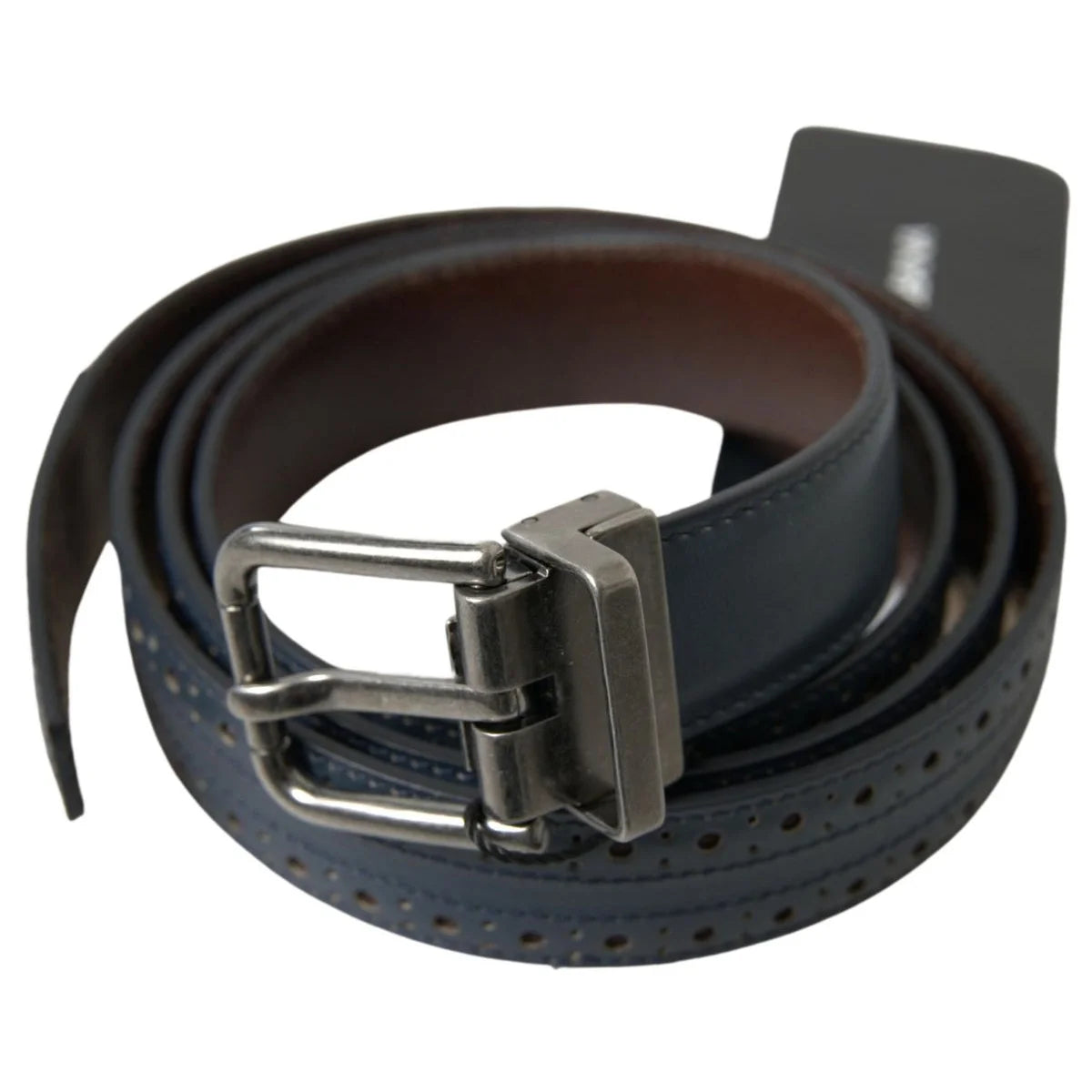 Dolce Gabbana Blue Leather Belt High Quality Statement &