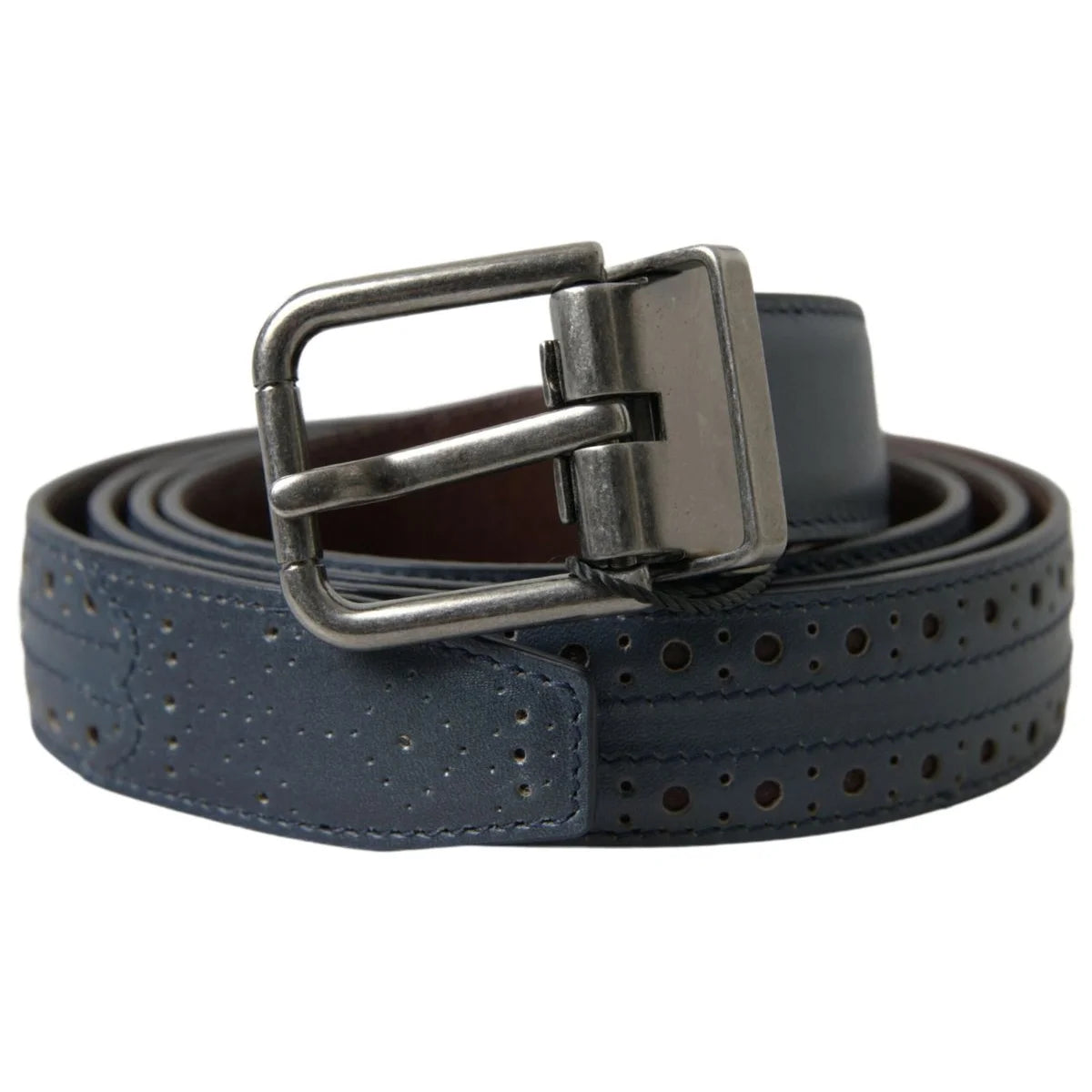 Dolce Gabbana Blue Leather Belt High Quality Statement &