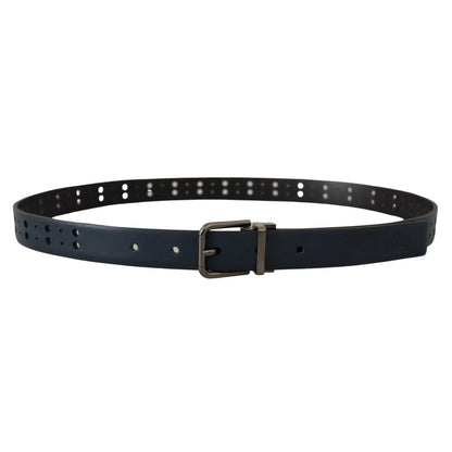 Dolce Gabbana Blue Leather Belt Italian Luxury Power Piece &