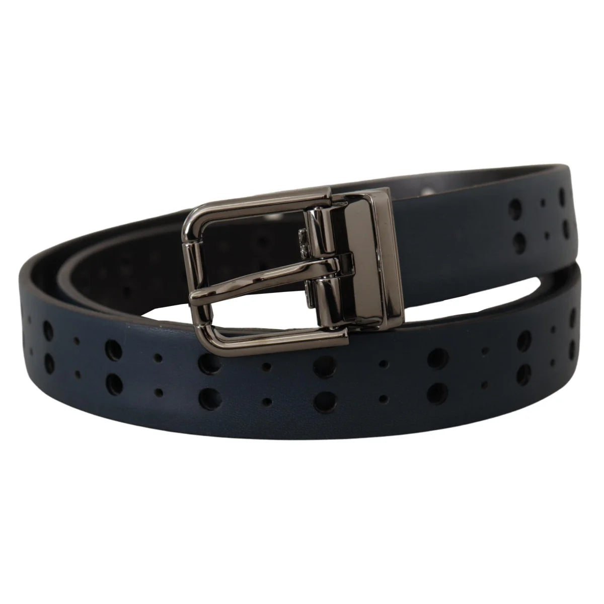 Dolce Gabbana Blue Leather Belt Italian Luxury Power Piece &