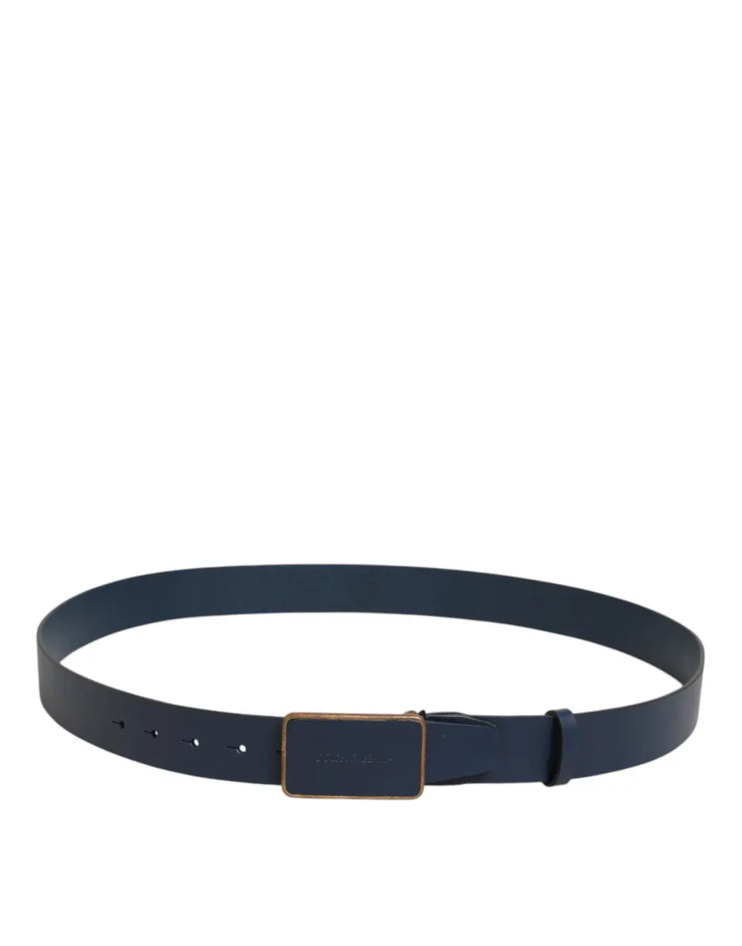 Dolce &amp; Gabbana Blue Leather Classic Metal Logo Buckle Belt