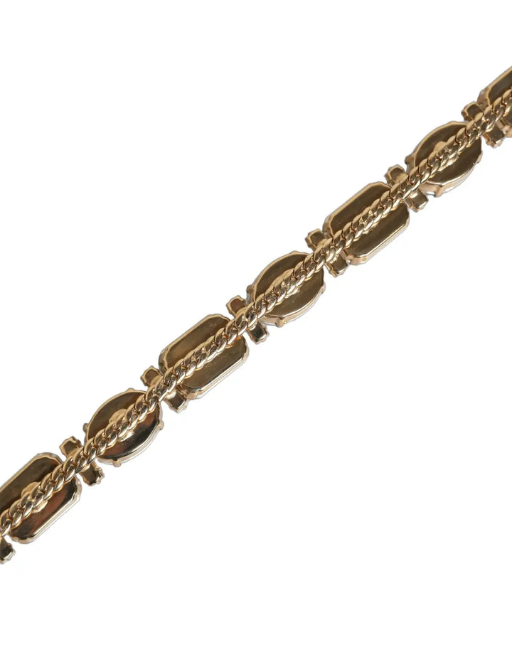 Dolce &amp; Gabbana Blue Leather Crystal Chain Embellished Belt
