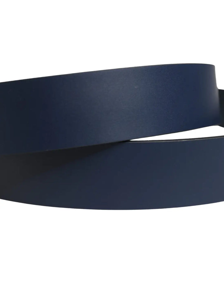 Dolce &amp; Gabbana Blue Leather Logo Metal Buckle Men Belt