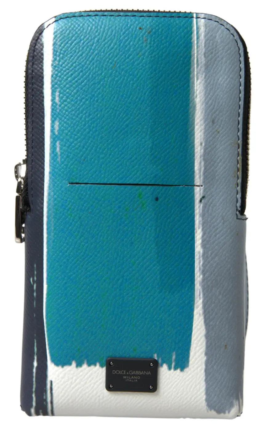 Dolce &amp; Gabbana Blue Leather Purse Crossbody Sling Phone Bag Unisex
