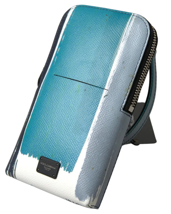Dolce &amp; Gabbana Blue Leather Purse Crossbody Sling Phone Bag Unisex