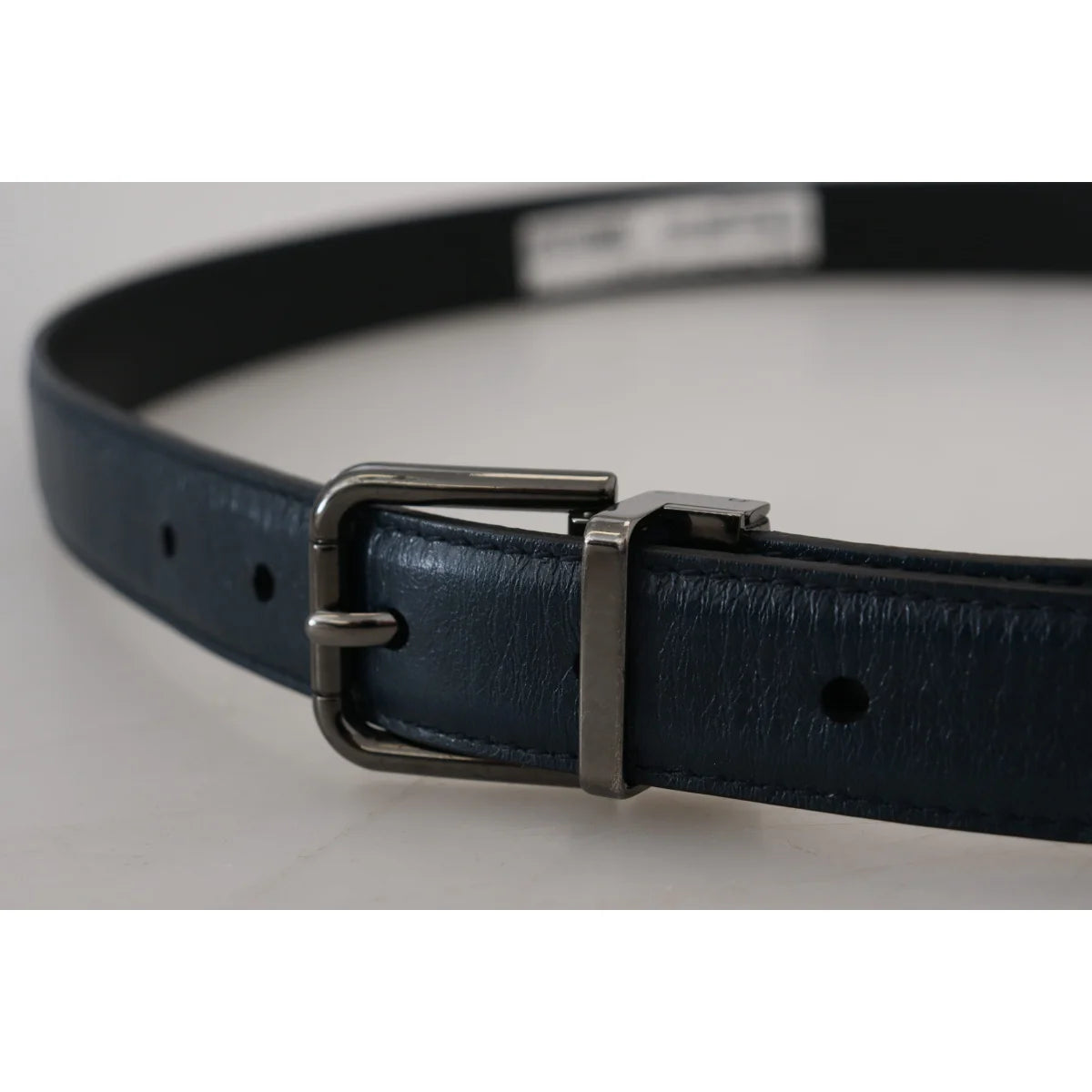Dolce & Gabbana Blue Leather Silver Metal Buckle Vintage Belt