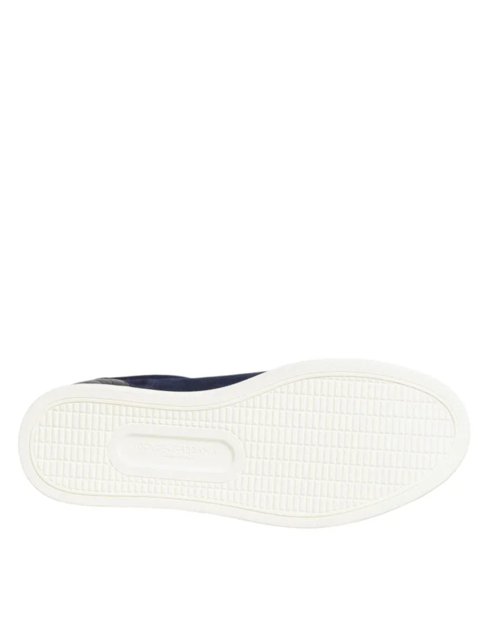 Dolce &amp; Gabbana Blue Leather Suede Low Top Sneakers Shoes