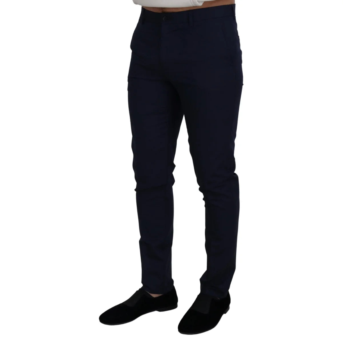 Dolce & Gabbana Blue Linen Cotton Slim Trousers Chinos Pants