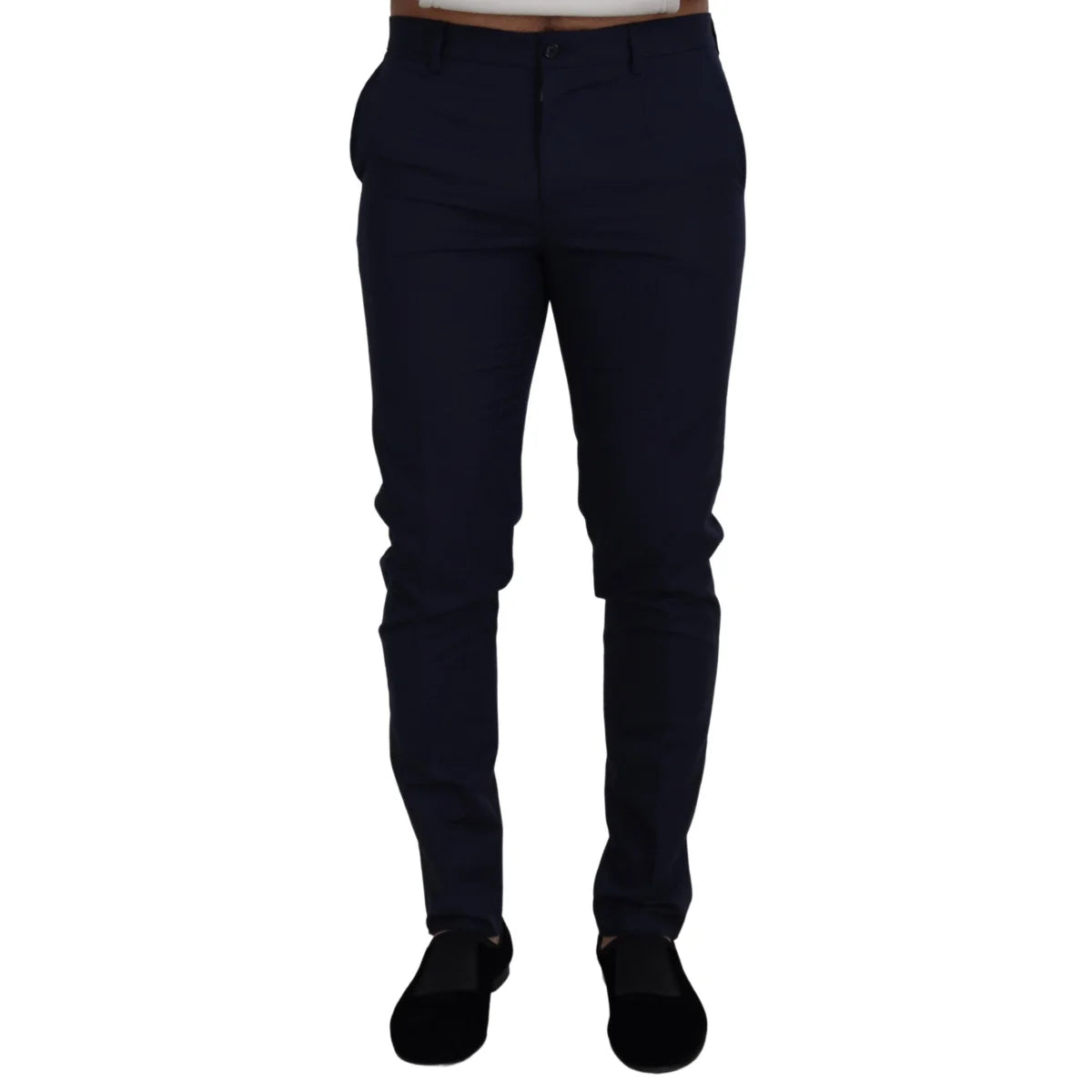 Dolce & Gabbana Blue Linen Cotton Slim Trousers Chinos Pants