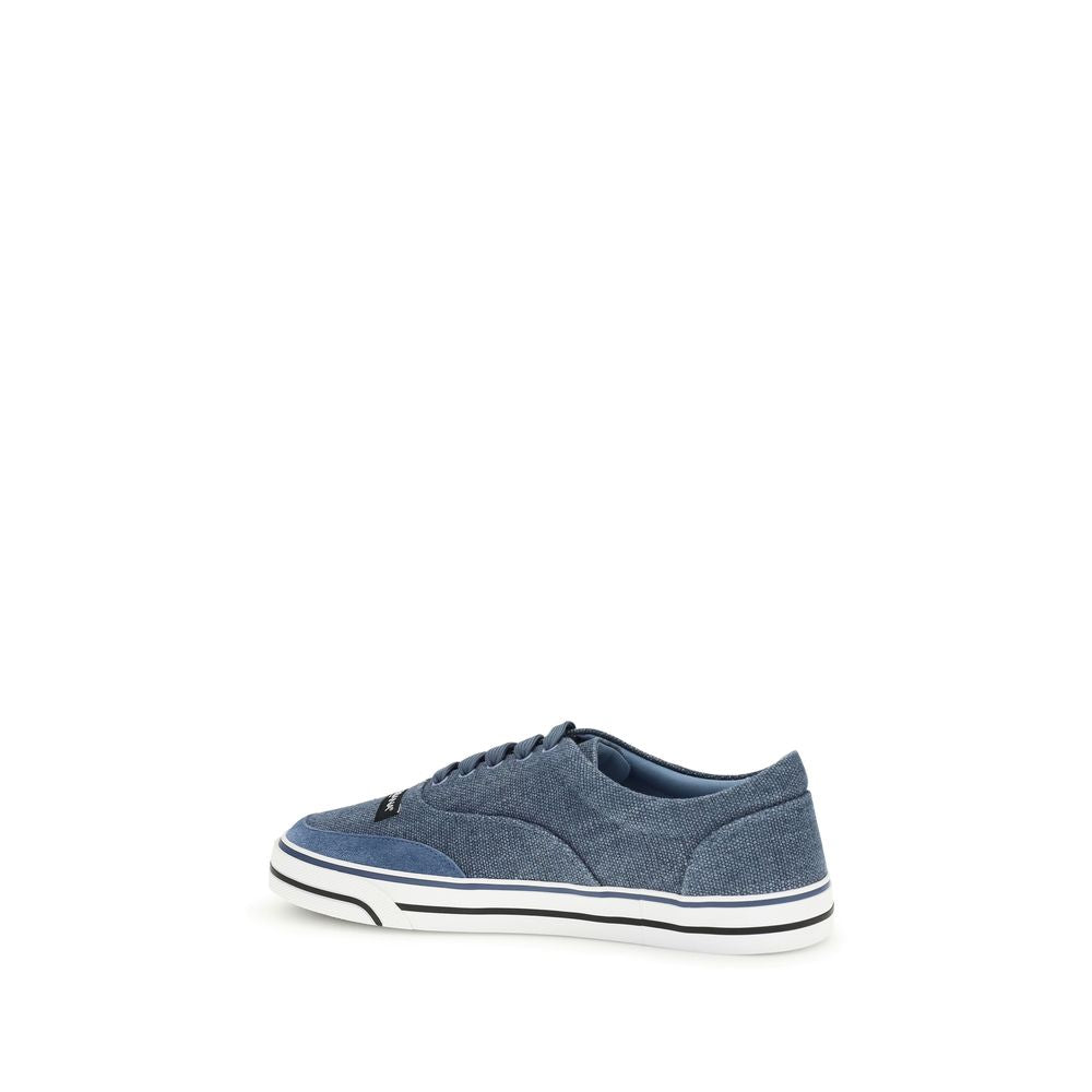 Dolce &amp; Gabbana Blue Linen Low Top Sneakers