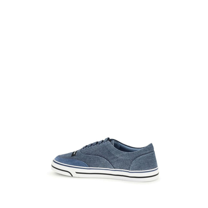 Dolce &amp; Gabbana Blue Linen Low Top Sneakers