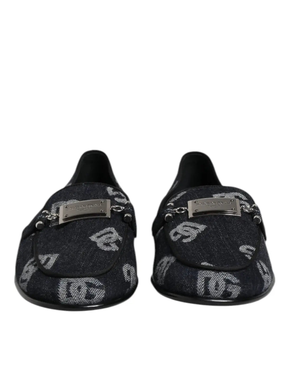 Dolce & Gabbana Blue Logo Cotton Loafers Formal Dress Shoes