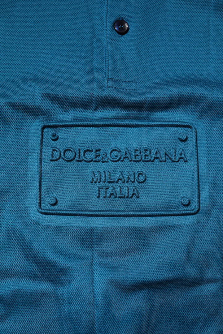 Dolce &amp; Gabbana Blue Logo Cotton Men Polo Shirt T-shirt