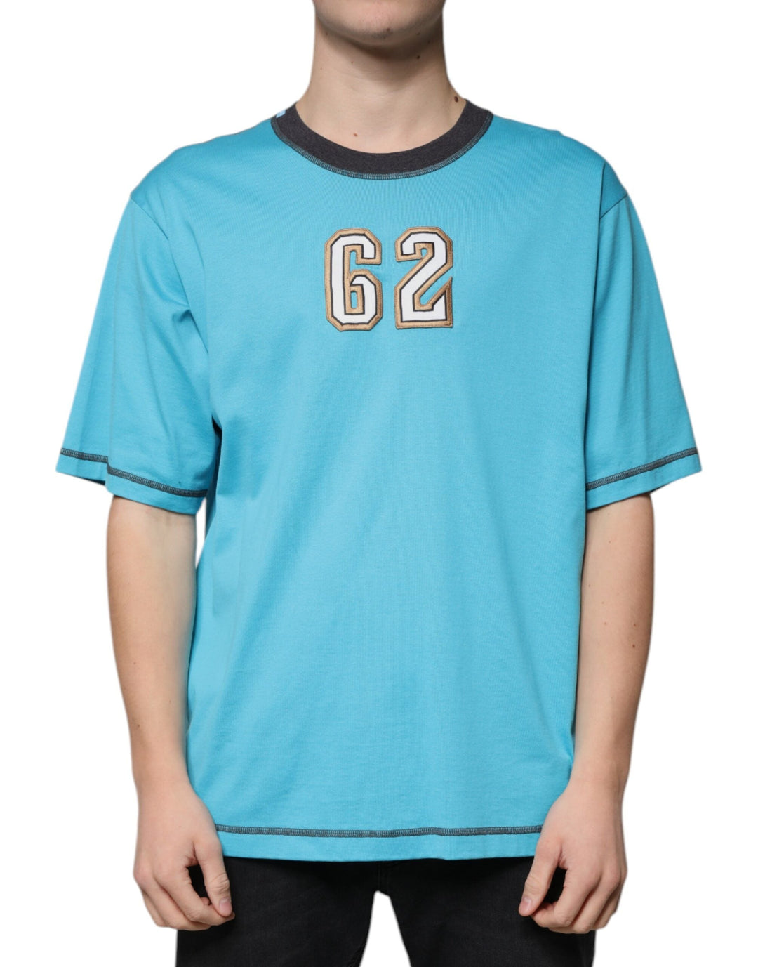 Dolce &amp; Gabbana Blue Logo Crew Neck Short Sleeves T-shirt