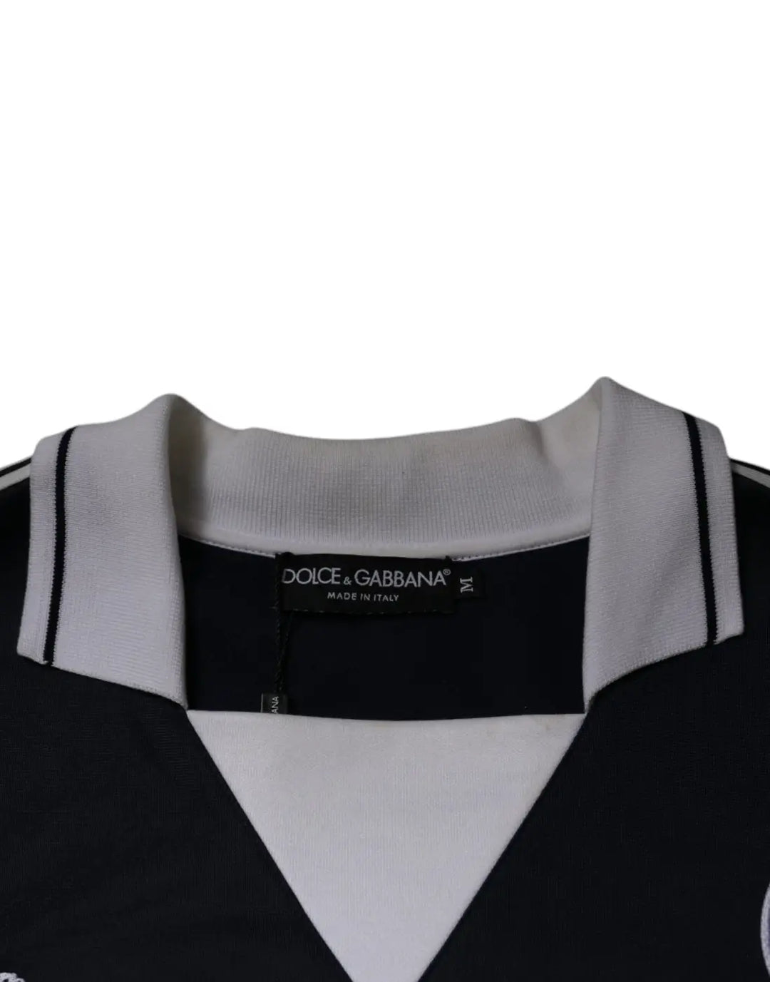 Dolce &amp; Gabbana Blue Logo Jersey Collared Pullover Sweater