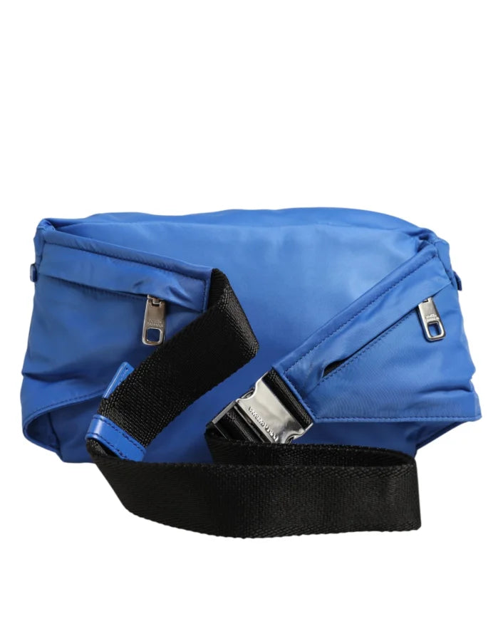 Dolce &amp; Gabbana Blue Logo Plaque Nylon Waist Fanny Pack Men’s Borse Bag