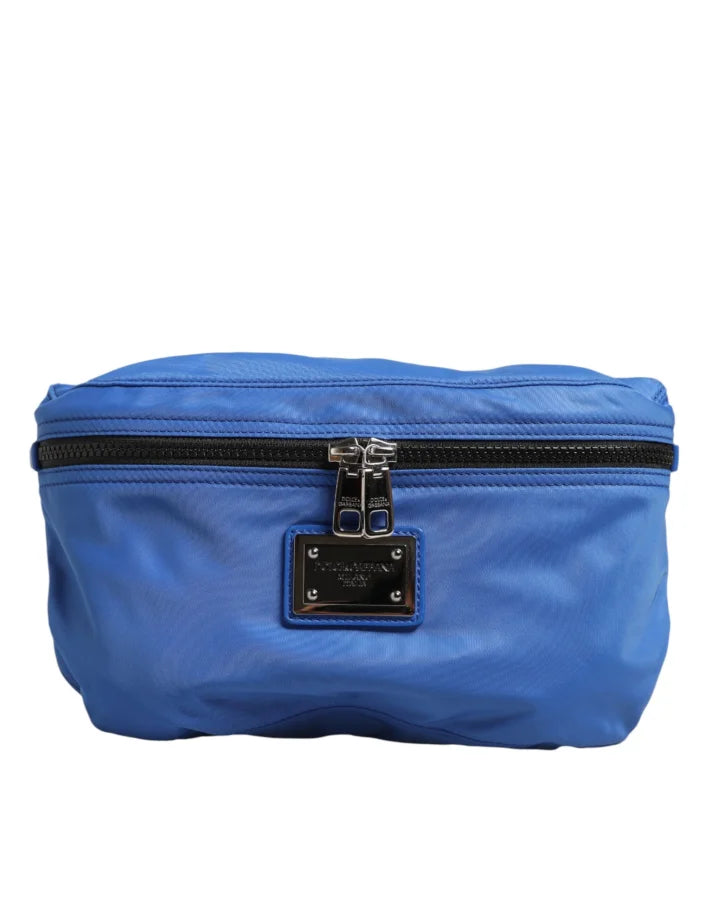Dolce &amp; Gabbana Blue Logo Plaque Nylon Waist Fanny Pack Men’s Borse Bag