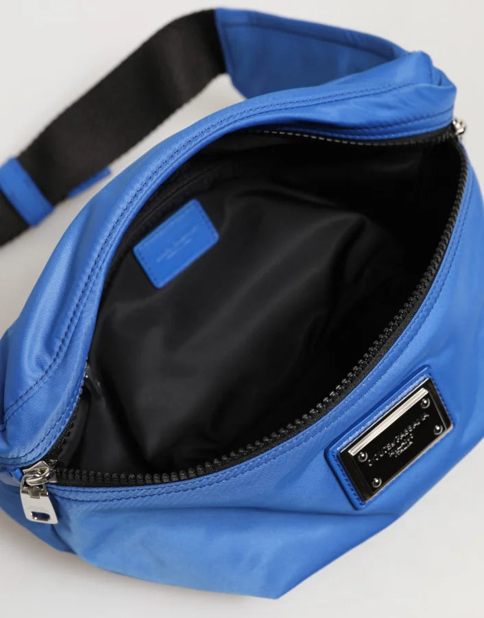 Dolce &amp; Gabbana Blue Logo Plaque Nylon Waist Fanny Pack Men’s Borse Bag