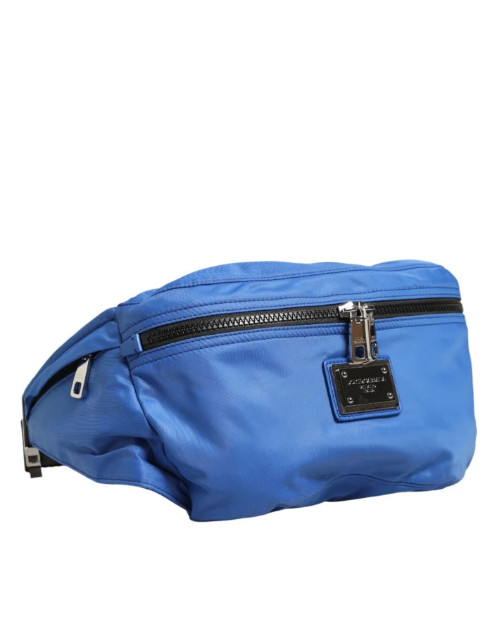 Dolce &amp; Gabbana Blue Logo Plaque Nylon Waist Fanny Pack Men’s Borse Bag