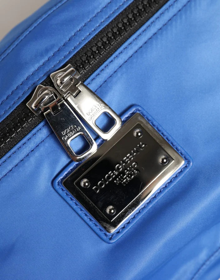 Dolce &amp; Gabbana Blue Logo Plaque Nylon Waist Fanny Pack Men’s Borse Bag