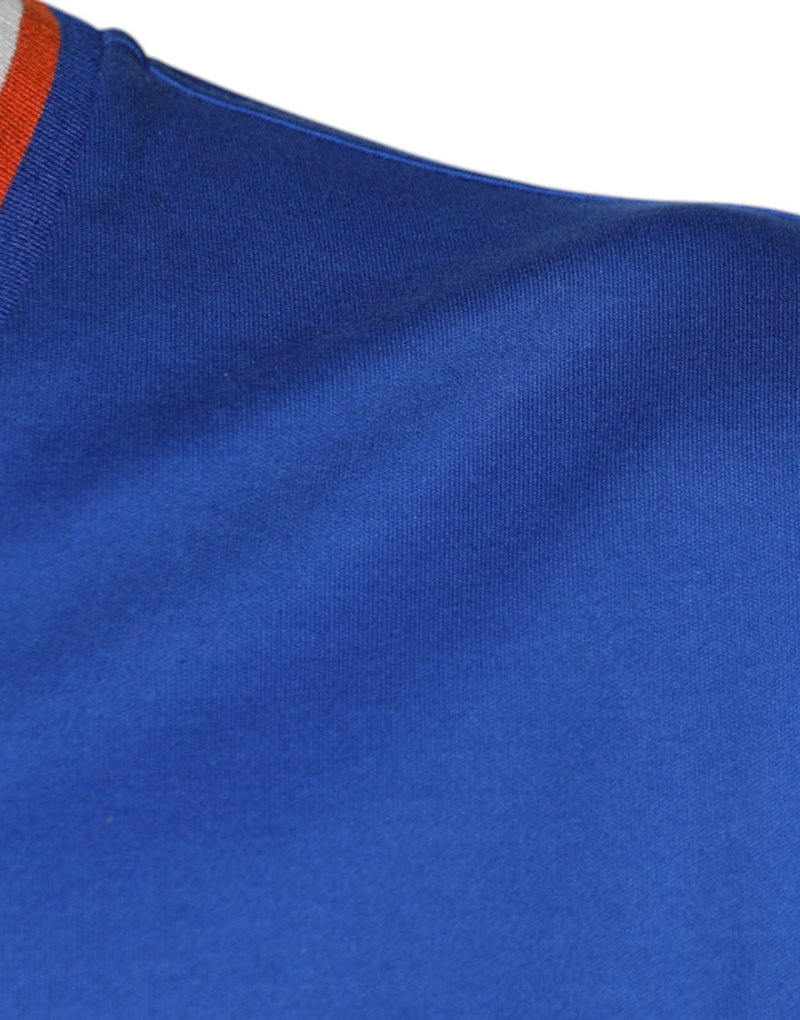 Dolce &amp; Gabbana Blue Logo V-neck Short Sleeve T-shirt
