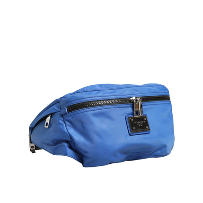 Dolce & Gabbana Blue Nylon Fanny Pack with Metal Logo Plaque