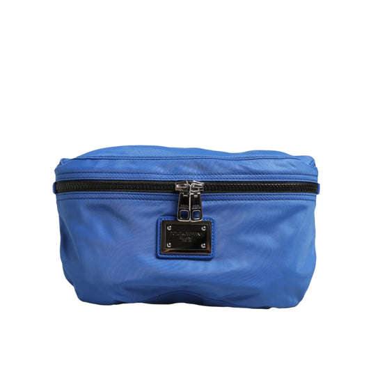 Dolce & Gabbana Blue Nylon Fanny Pack with Metal Logo Plaque