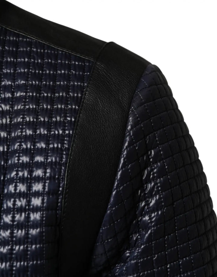 Dolce &amp; Gabbana Blue Nylon Full Zip Bomber Men Jacket