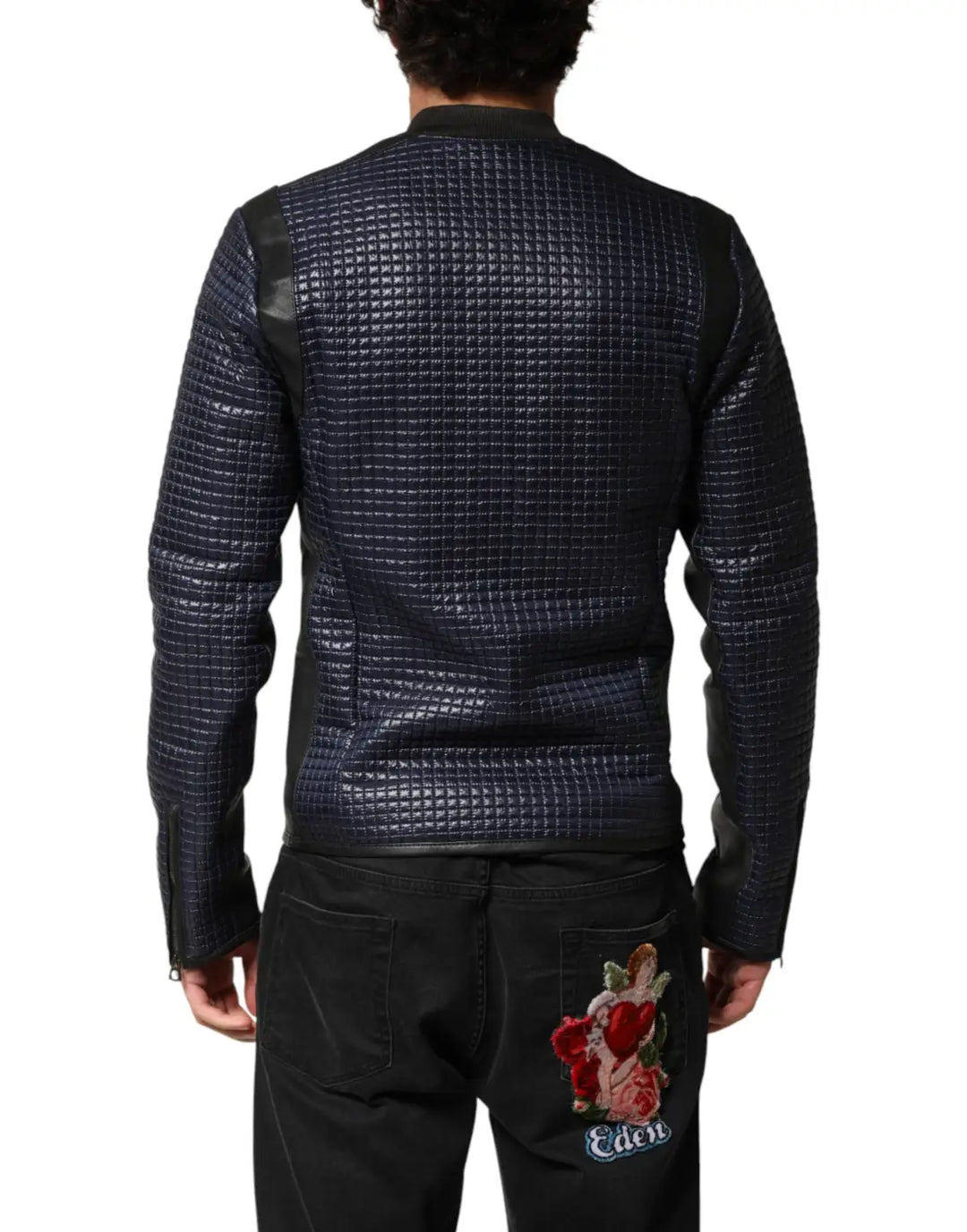 Dolce &amp; Gabbana Blue Nylon Full Zip Bomber Men Jacket