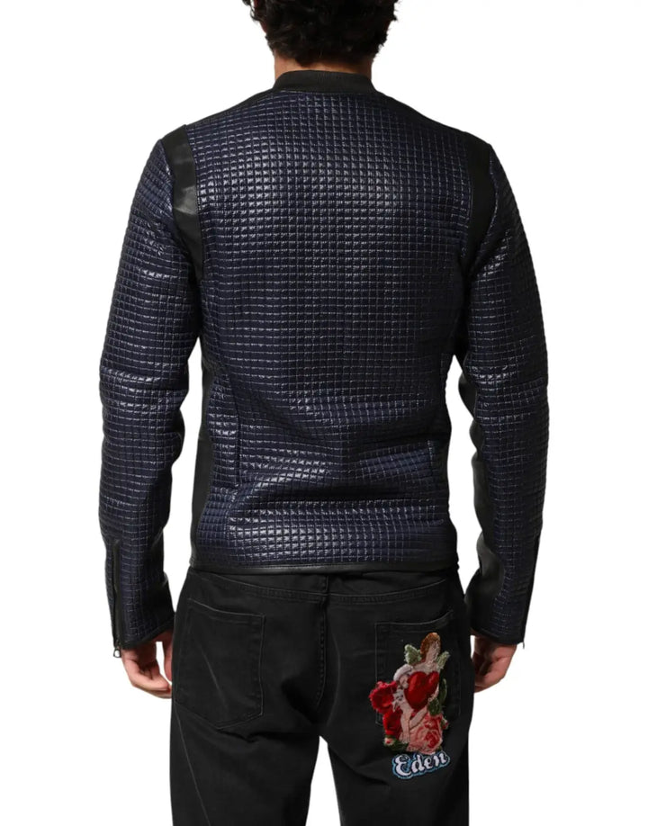 Dolce &amp; Gabbana Blue Nylon Full Zip Bomber Men Jacket