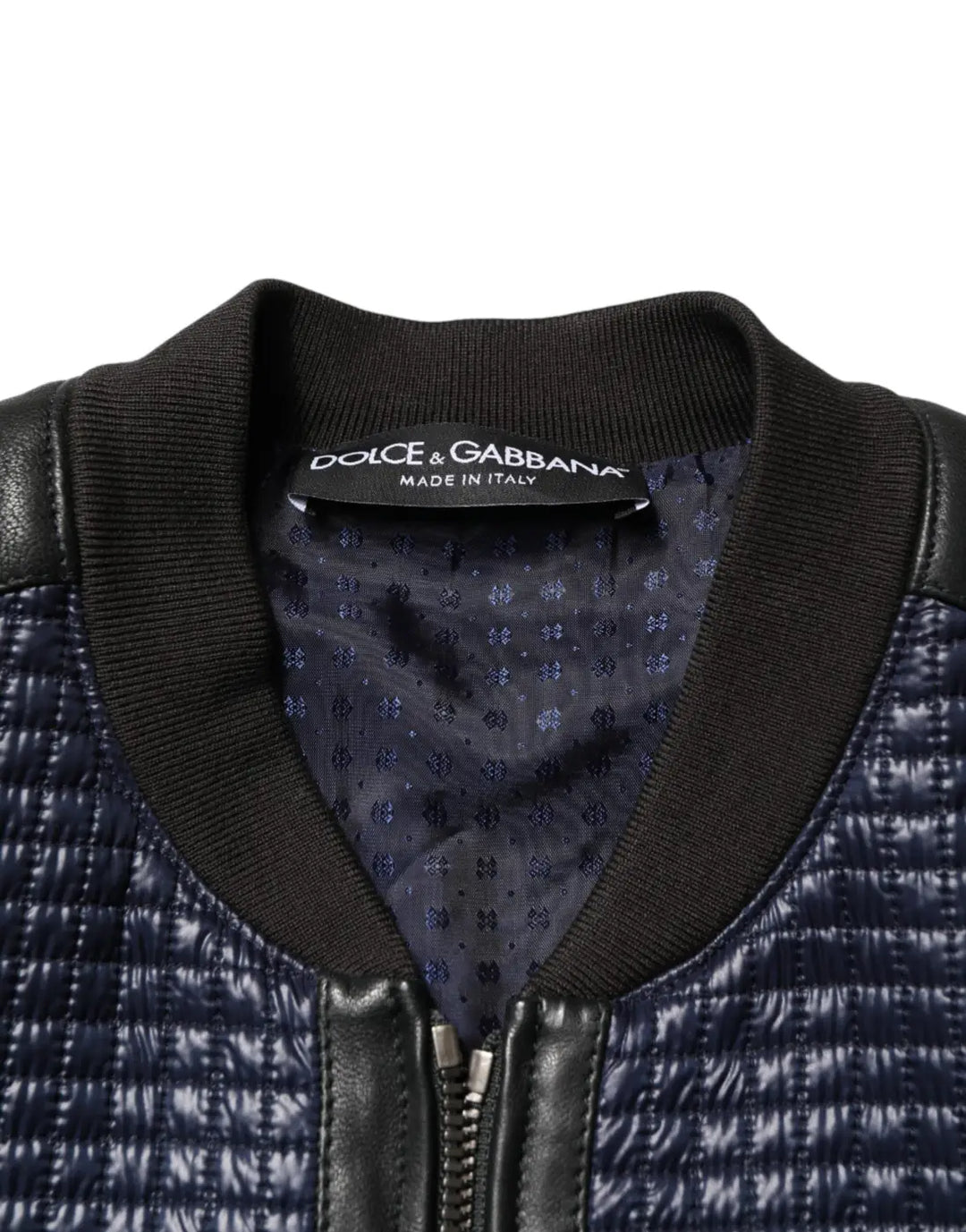 Dolce &amp; Gabbana Blue Nylon Full Zip Bomber Men Jacket