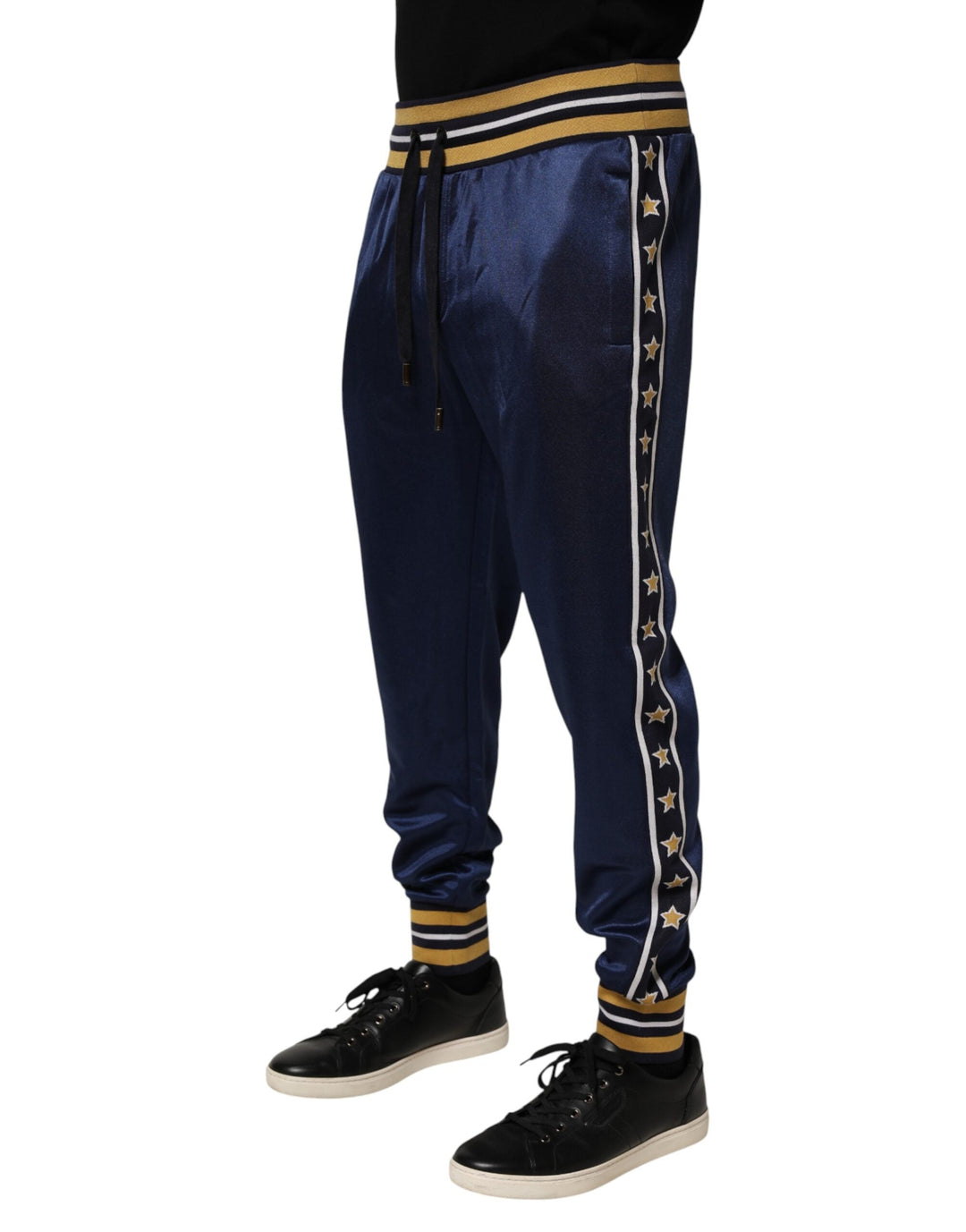 Dolce &amp; Gabbana Blue Nylon Jogger Mid Waist Trouser Pants