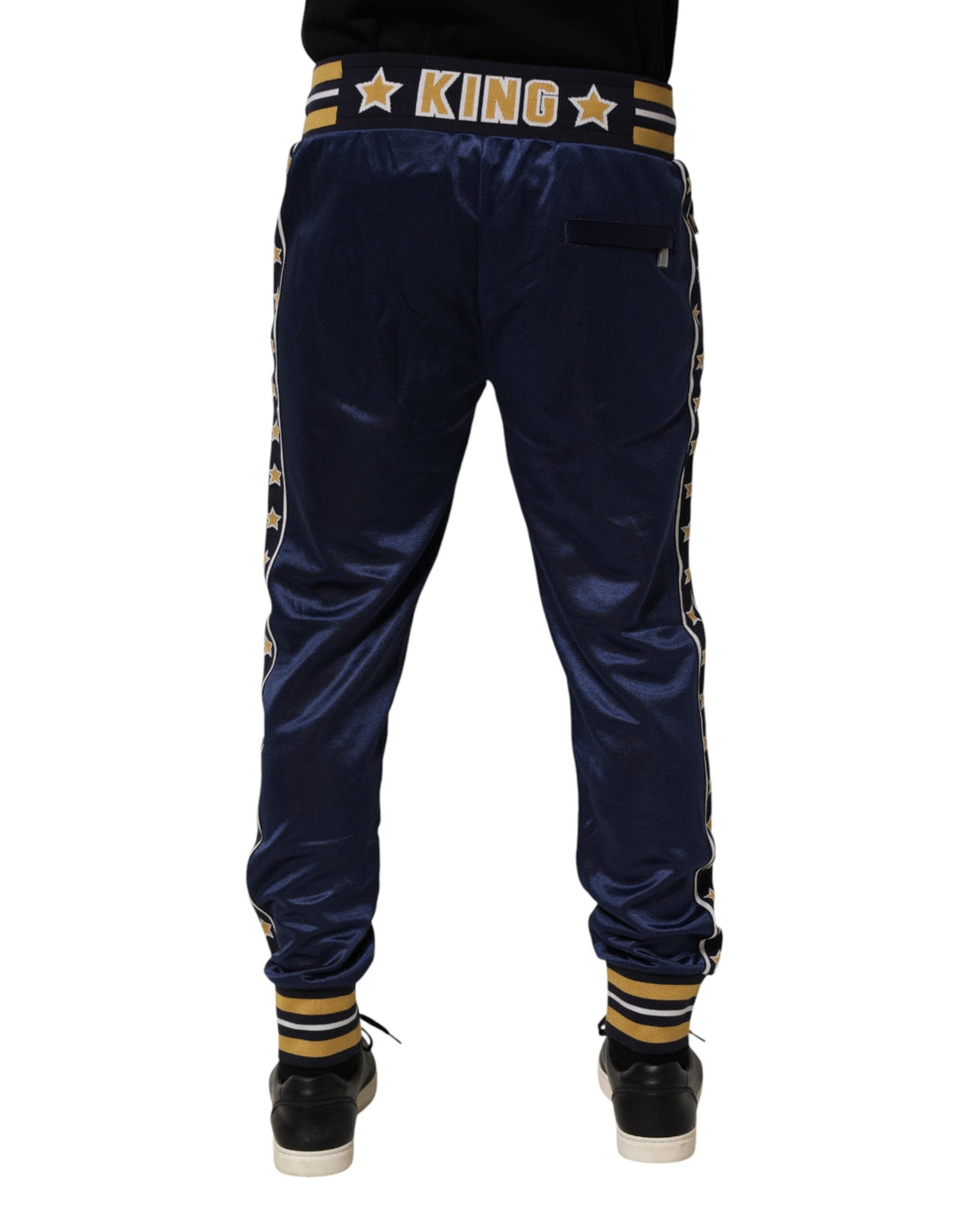 Dolce &amp; Gabbana Blue Nylon Jogger Mid Waist Trouser Pants