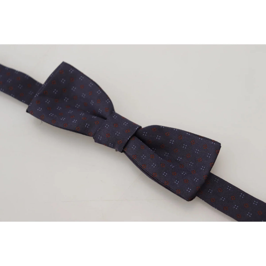Dolce & Gabbana Blue Pattern Silk Adjustable Neck Papillon Bow Tie