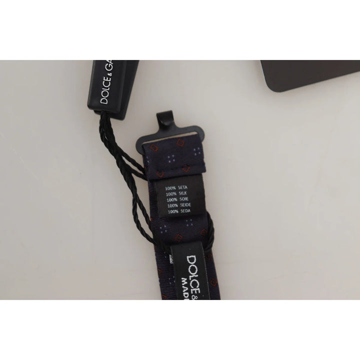 Dolce & Gabbana Blue Pattern Silk Adjustable Neck Papillon Bow Tie