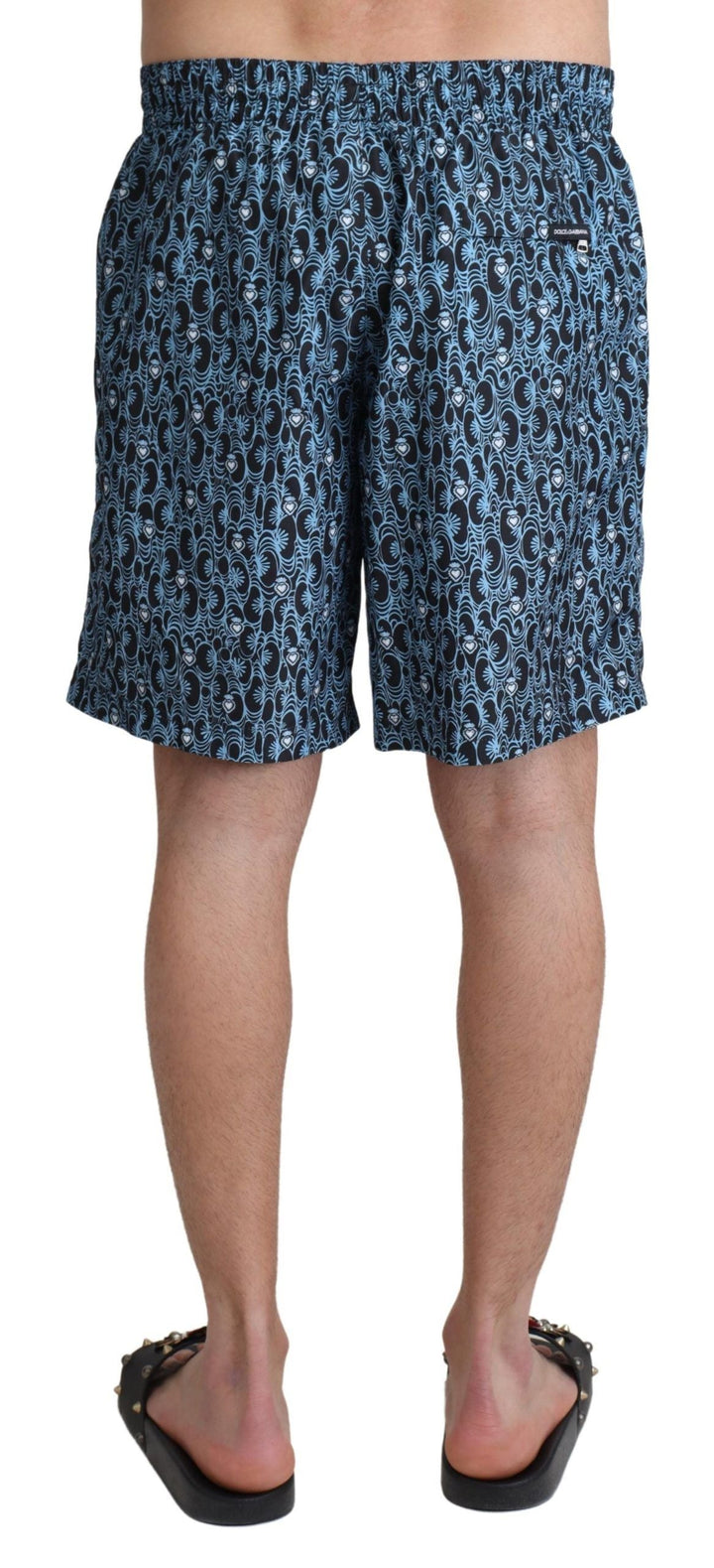 Dolce &amp; Gabbana Blue Patterned Print Beachwear Shorts Swimwear