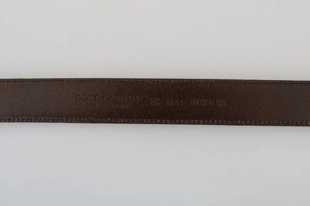 Dolce &amp; Gabbana Blue Perforated Leather Gray Buckle Belt
