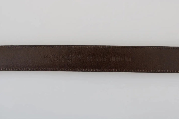 Dolce &amp; Gabbana Blue Perforated Leather Gray Buckle Belt