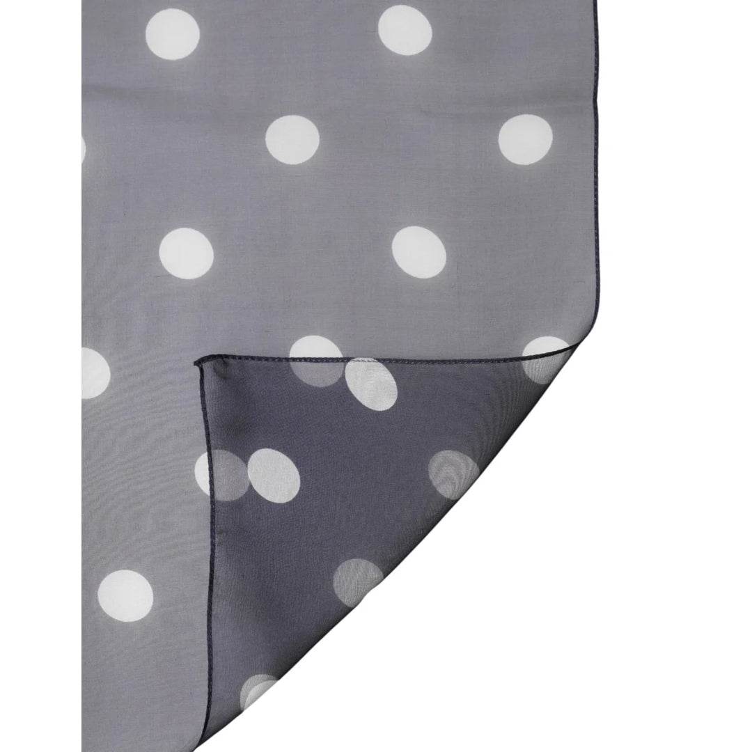 Dolce &amp; Gabbana Blue Polka Dot Silk Square Foulard 91.5cm x 89.5cm Scarf
