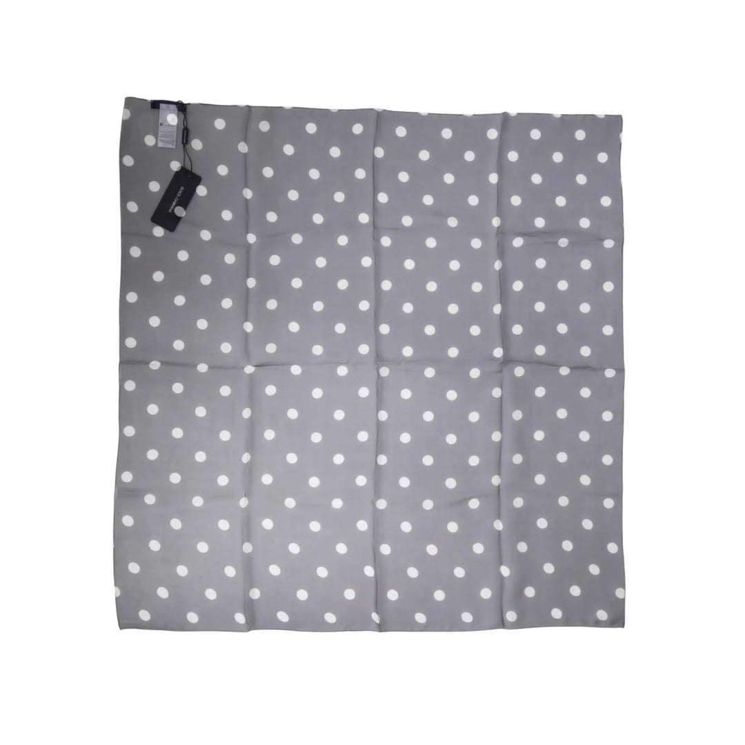 Dolce &amp; Gabbana Blue Polka Dot Silk Square Foulard 91.5cm x 89.5cm Scarf